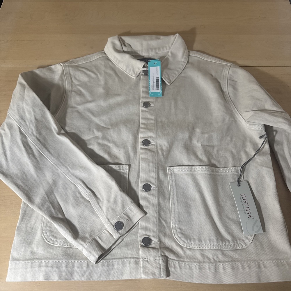 Just USA Denim Women‎ Size Large Off White Lightweight Denim Jacket NWT